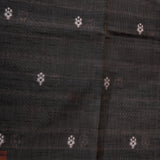 Beige & Black Banarasi Tussar Silk Saree With Ikat Weave Pallu & Contrast Border