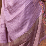 Lilac Purple Embroidered Tussar Saree