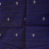 Beige And Navy Blue Ikat Woven Pure Tussar Silk Banarasi Saree With Contrast Border