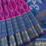 Vibrant Purple And Blue Banarasi Silk Saree With Patan Patola Ikat Design