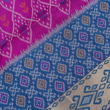 Vibrant Purple And Blue Banarasi Silk Saree With Patan Patola Ikat Design