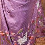 Lavender Purple Floral Tissue Silk Saree