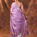 Lavender Purple Floral Tissue Silk Saree