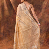 Sand Beige Floral Tissue Organza Saree