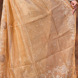 Sand Beige Floral Tissue Organza Saree