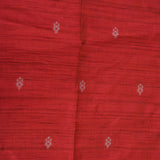 Beige & Red Banarasi Tussar Silk Saree With Ikat Weave Pallu & Contrast Border