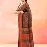 Rust Orange With Artistic Paisley Weave Kani Silk Saree