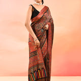 Rust Orange With Artistic Paisley Weave Kani Silk Saree