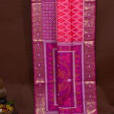 Pink & Magenta Banarasi Silk Saree With Patan Patola Weave & Gold Zari Border
