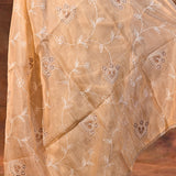 Soft Beige Floral Tissue Organza Saree