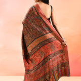 Rust Orange With Artistic Paisley Weave Kani Silk Saree