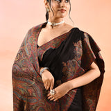 Black With Heritage Temple And Elephant Weave Kani Silk Saree