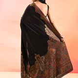 Black With Heritage Temple And Elephant Weave Kani Silk Saree