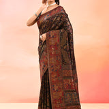 Black Kani Silk Saree With Ornamental Paisley Border