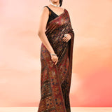 Black Kani Silk Saree With Ornamental Paisley Border