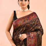 Black Kani Silk Saree With Ornamental Paisley Border