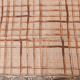 Beige & Olive Tussar Silk Saree With Kalamkari Duck & Floral Hand Painted Design