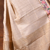Soft White Embroidered Tussar Saree