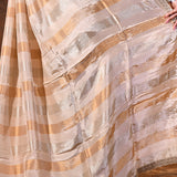 Cream Silk Blend Embroidered Saree
