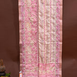 Pink Kalamkari Hand Painted Tussar Silk Saree With Paisley & Bird Motifs