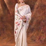 White Floral Tissue Silk Saree