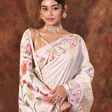 White Floral Tissue Silk Saree