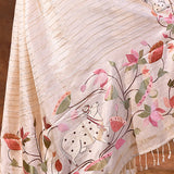 White Floral Tissue Silk Saree