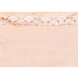 Shiny Cream Floral Embroidered Tissue Silk Saree