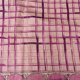 Pink Kalamkari Hand Painted Tussar Silk Saree With Paisley & Bird Motifs