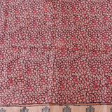 Peach Tussar Silk Saree With Kalamkari Floral Print & Kantha Embroidery