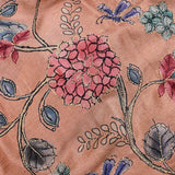 Muted Beige Khadi Tussar Saree With Hand-Embroidered Floral Clusters