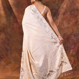 Pure White Tussar Embroidered Saree