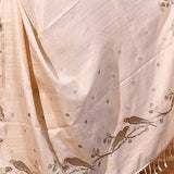 Pure White Tussar Embroidered Saree