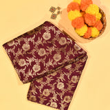 Maroon Banarasi Silk Saree With Gold Floral Jaal Zari Weave