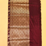 Maroon Banarasi Silk Saree With Gold Floral Jaal Zari Weave