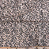 Beige Tussar Silk Saree With Kalamkari Floral Print, Kantha Embroidery & Grey Border