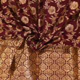 Maroon Banarasi Silk Saree With Gold Floral Jaal Zari Weave