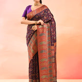 Royal Purple Kani Silk Saree With Intricate Paisley Border