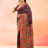 Royal Purple Kani Silk Saree With Intricate Paisley Border