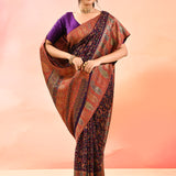 Royal Purple Kani Silk Saree With Intricate Paisley Border