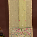 Pastel Pistachio Green Floral Butti Banarasi Silk Saree With Woven Geometric Pallu