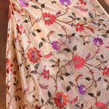 Light Cream Embroidered Tissue Silk Saree