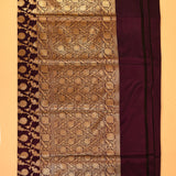 Deep Wine Purple Floral Butti Jaal Dense Floral Pallu Silk Banarasi Saree