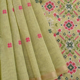 Pastel Pistachio Green Floral Butti Banarasi Silk Saree With Woven Geometric Pallu