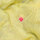 Pastel Pistachio Green Floral Butti Banarasi Silk Saree With Woven Geometric Pallu