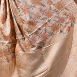 Champagne Beige Embroidered Silk Blend Saree