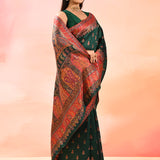 Forest Green Kani Saree With Heritage Paisley Weave