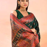 Forest Green Kani Saree With Heritage Paisley Weave