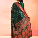 Forest Green Kani Saree With Heritage Paisley Weave