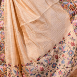 Creamish Beige Embroidered Tussar Saree